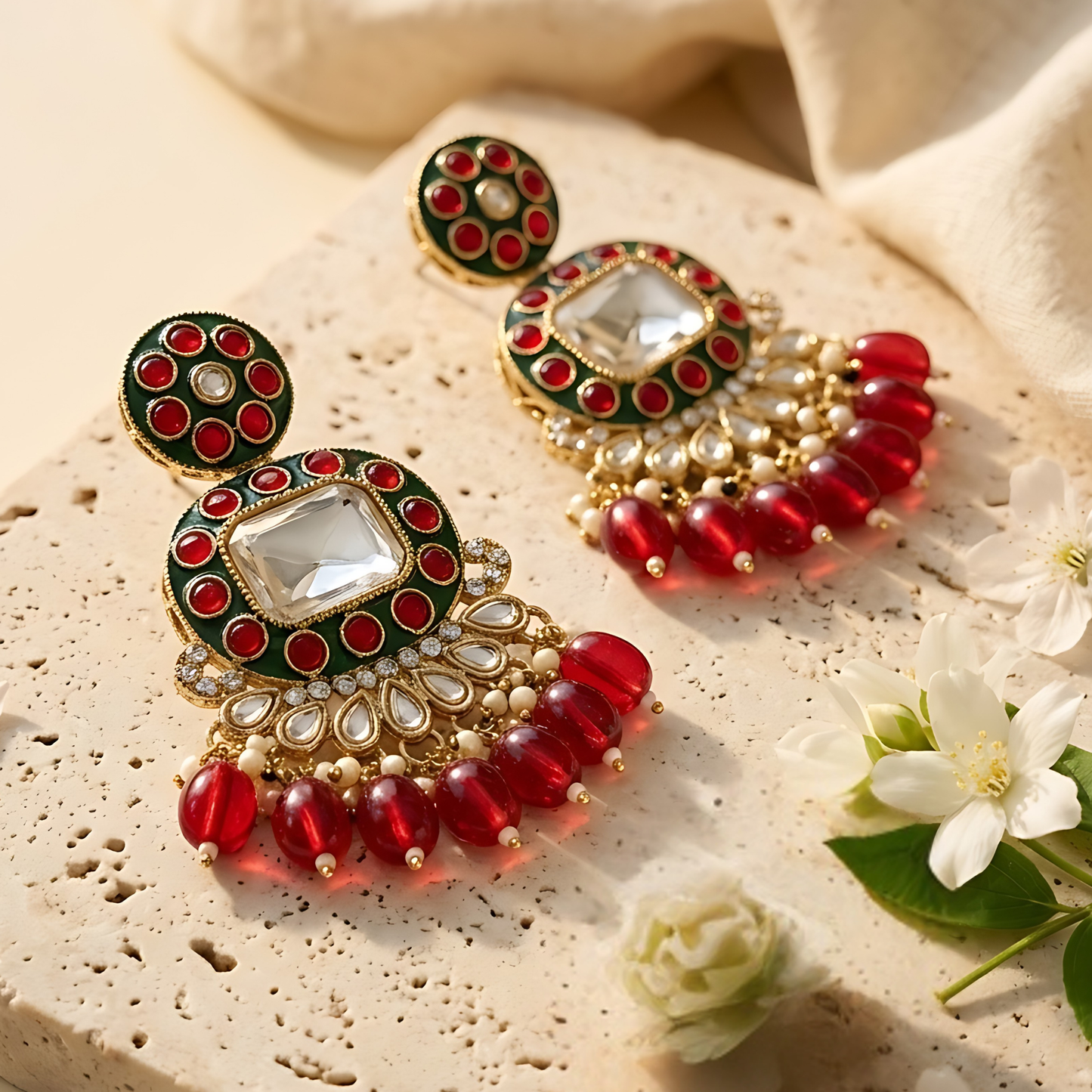 Meenakari Chandbali Earrings