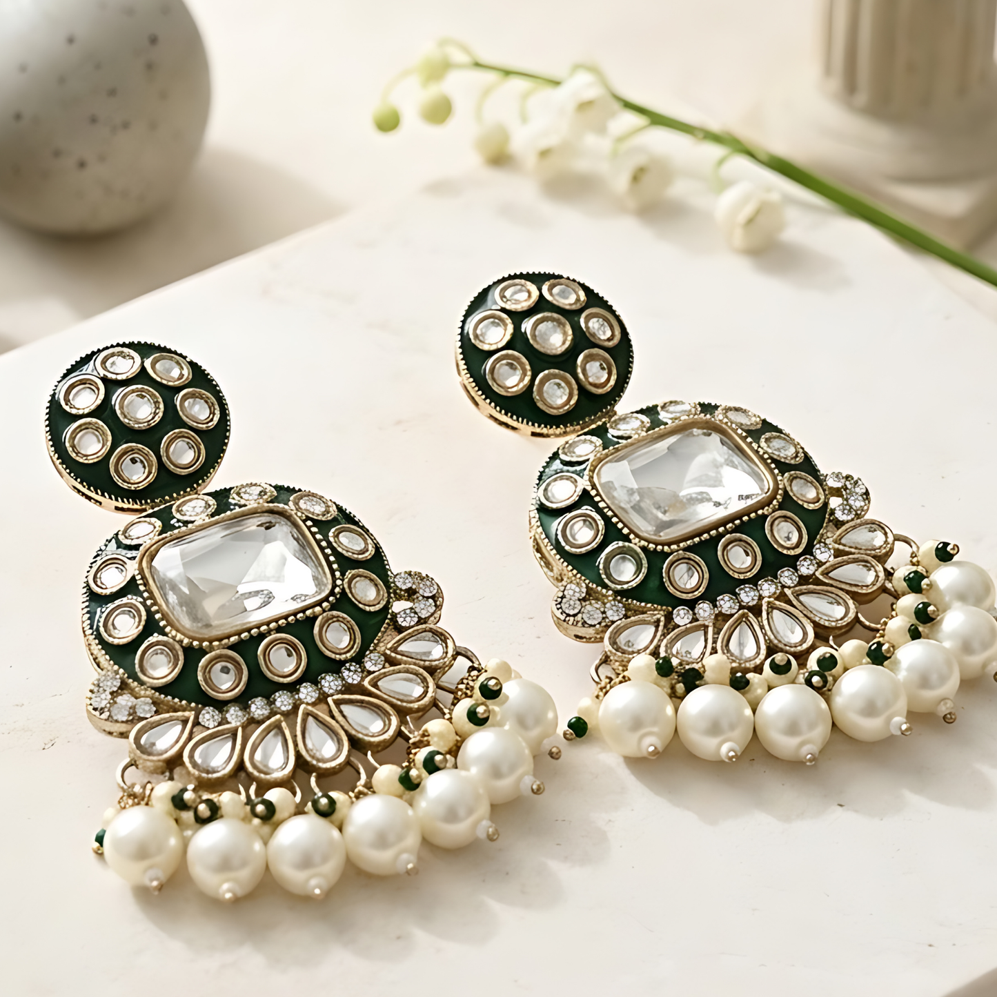 Meenakari Chandbali Earrings
