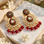 Ruby Pink Meenakari Chandbali Earrings
