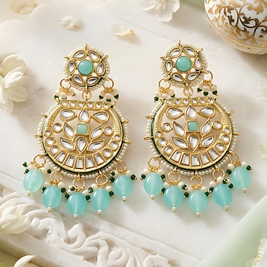 Kundan Polki Chandbali Earrings