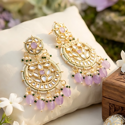 Kundan Polki Chandbali Earrings