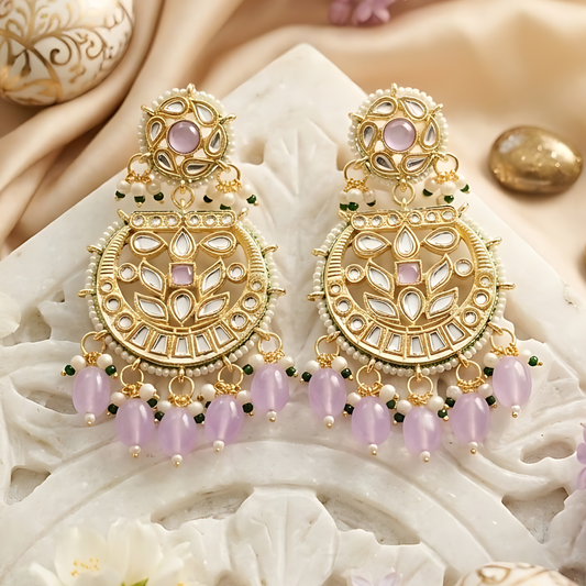 Kundan Polki Chandbali Earrings