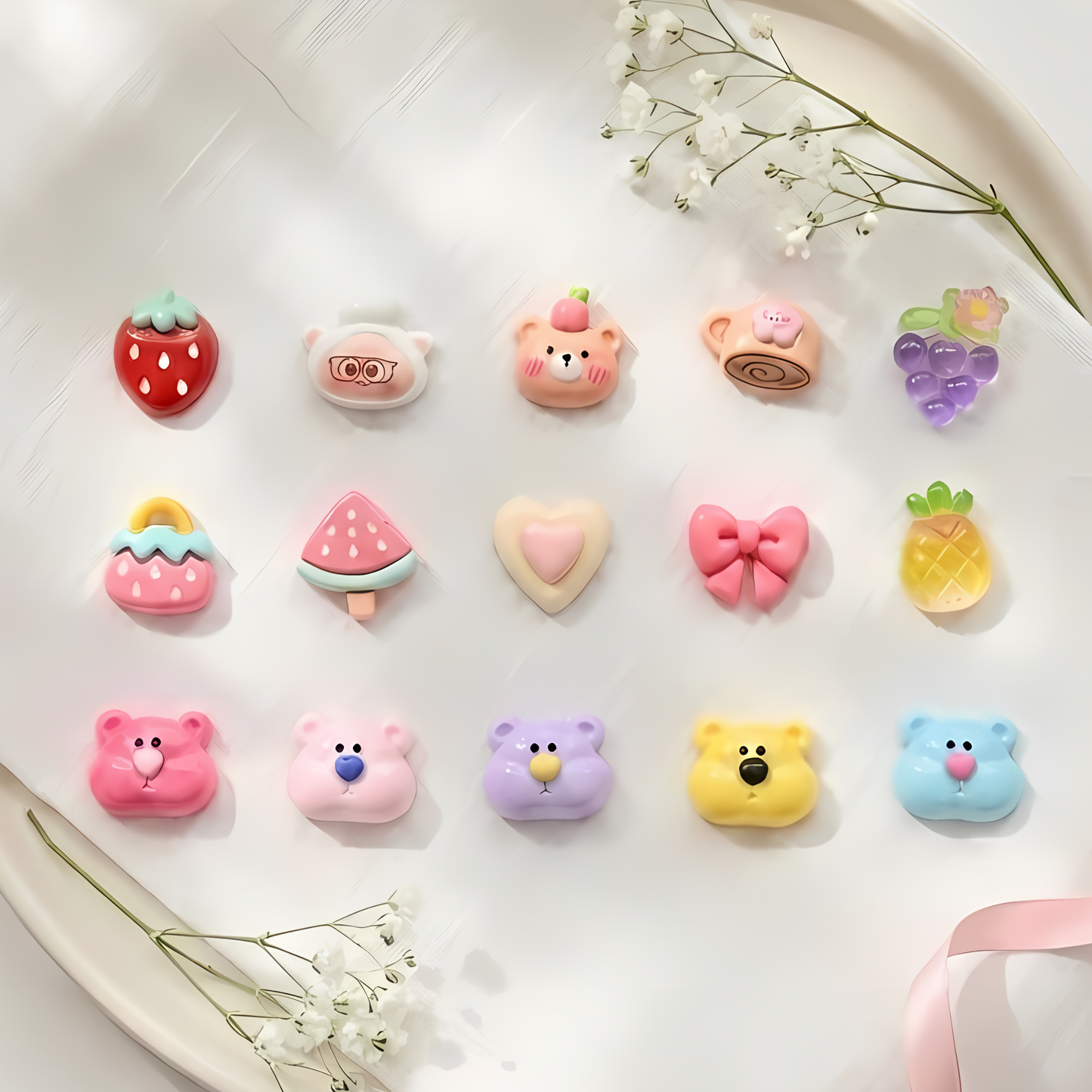 Kawaii Charms Mix – Cute Bear, Bunny, Fruit & Cartoon Charms