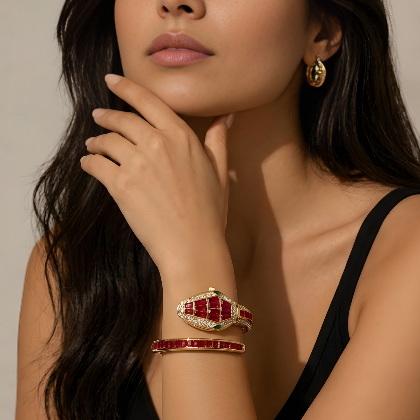 Snake Design Hidden Watch Bracelet for Women