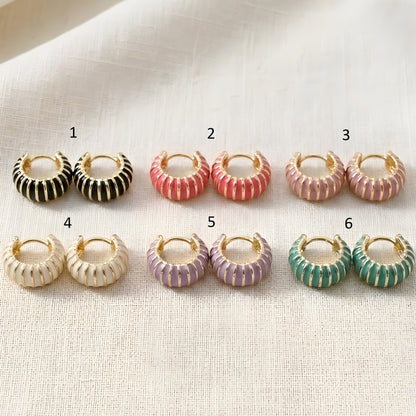 Colorful Enamel Hoop Earrings for Women