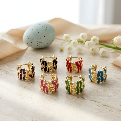 Colorful Enamel Hoop Earrings for Women