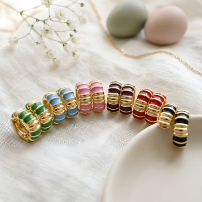 Colorful Enamel Hoop Earrings for Women