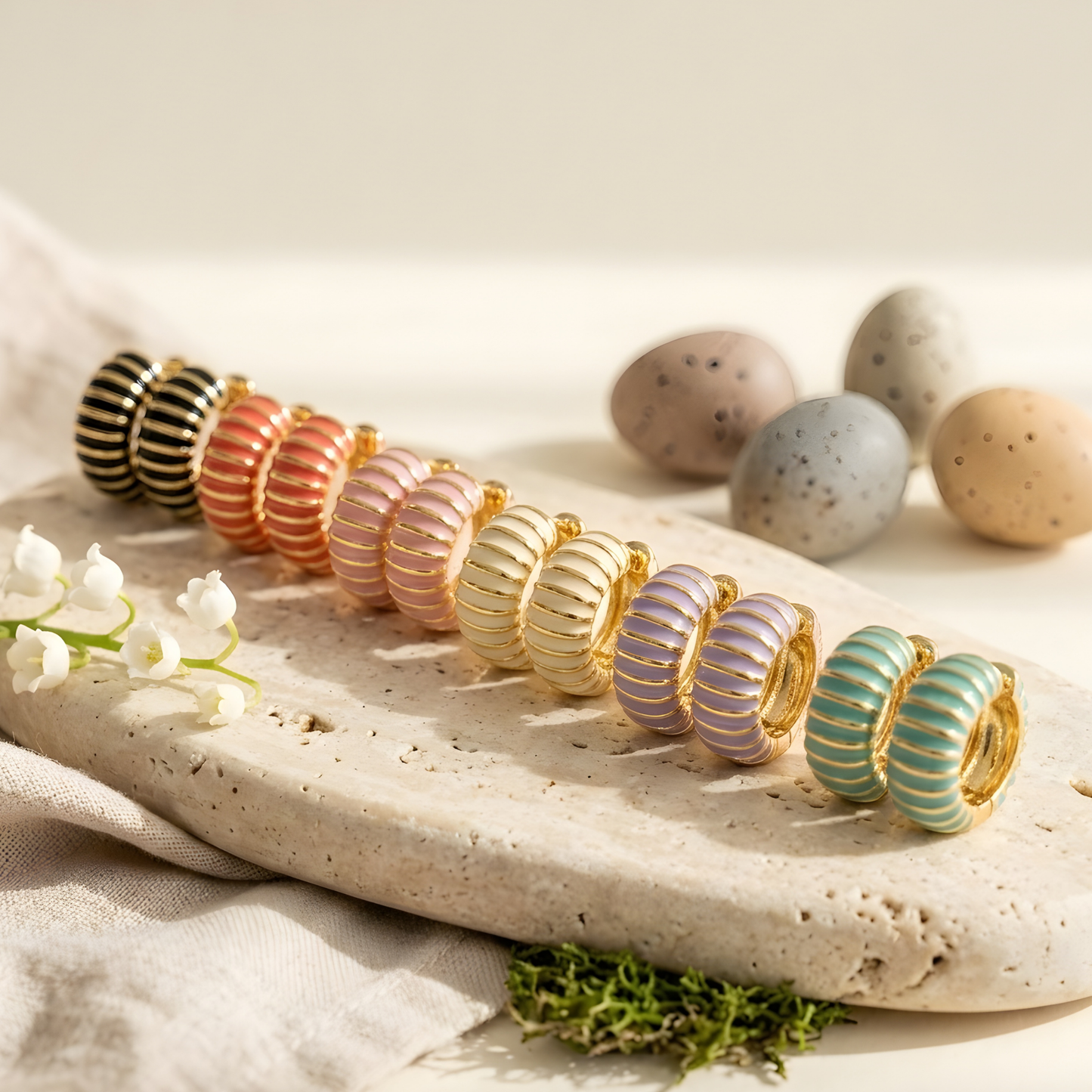Colorful Enamel Hoop Earrings for Women