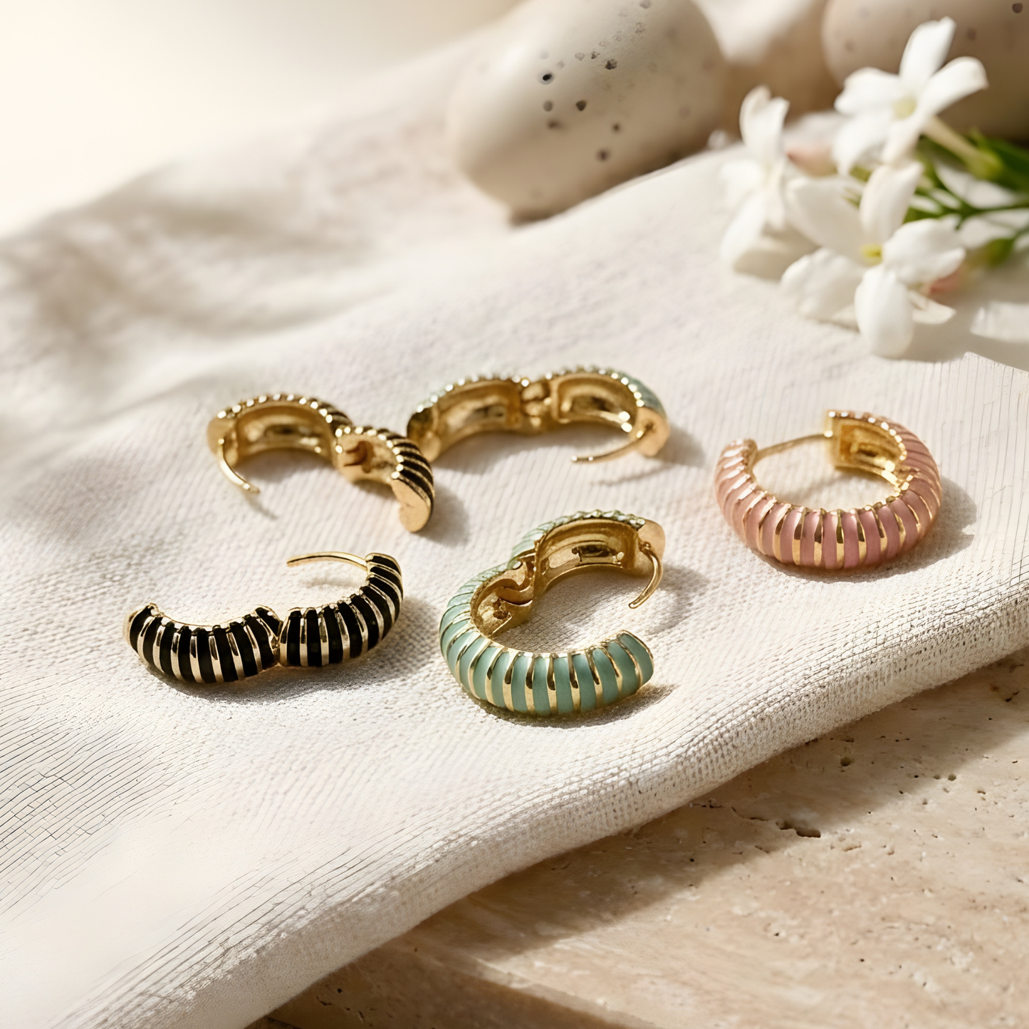 Colorful Enamel Hoop Earrings for Women
