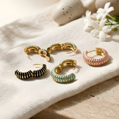 Colorful Enamel Hoop Earrings for Women