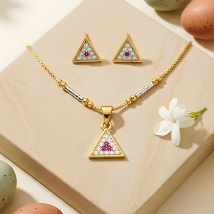 Triangle AD Pendant Necklace & Stud Earrings Set