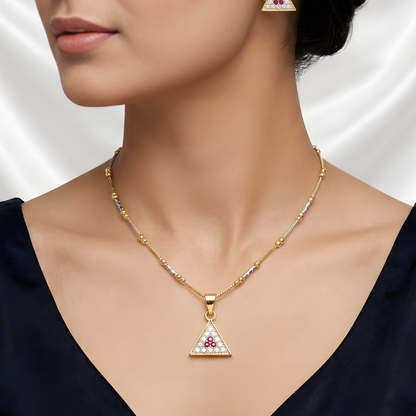 Triangle AD Pendant Necklace & Stud Earrings Set