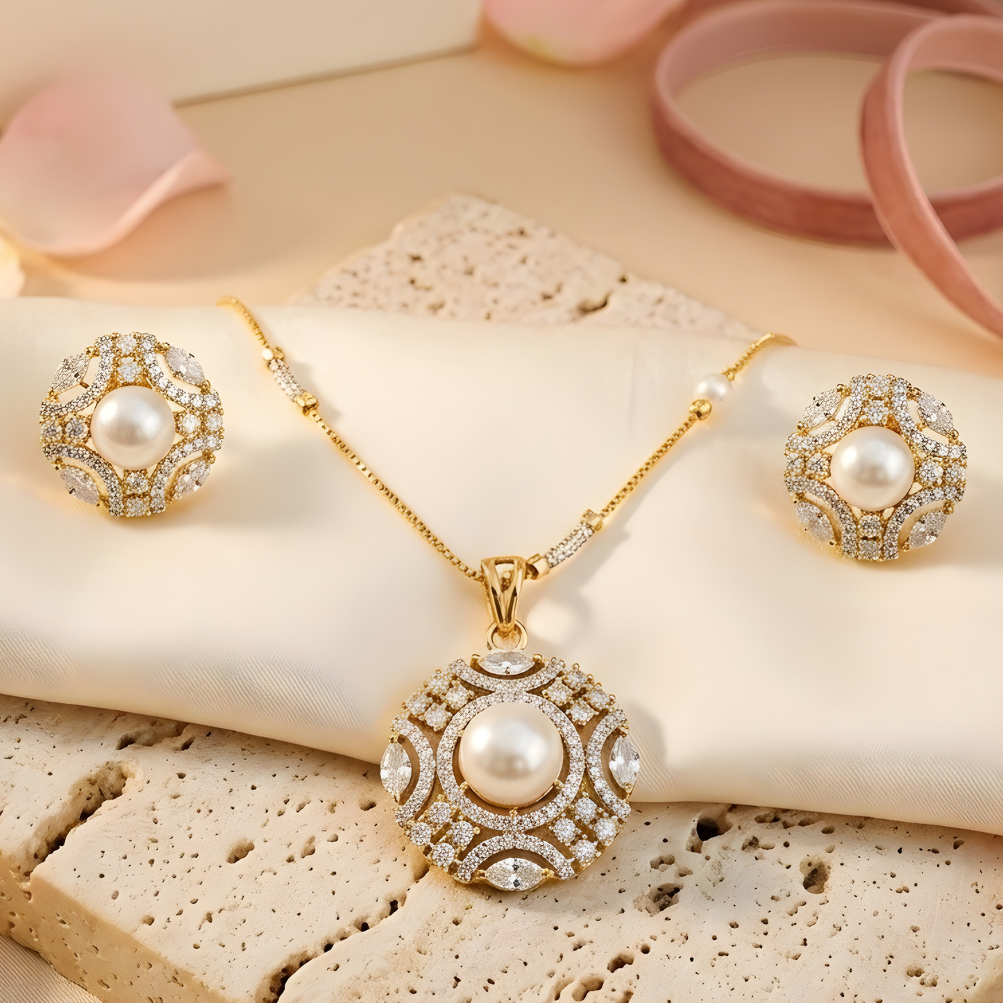 Elegant AD Necklace With Earrings