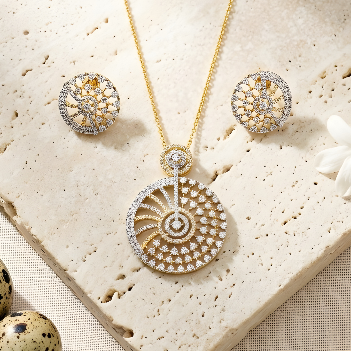 Elegant AD Necklace With Earrings