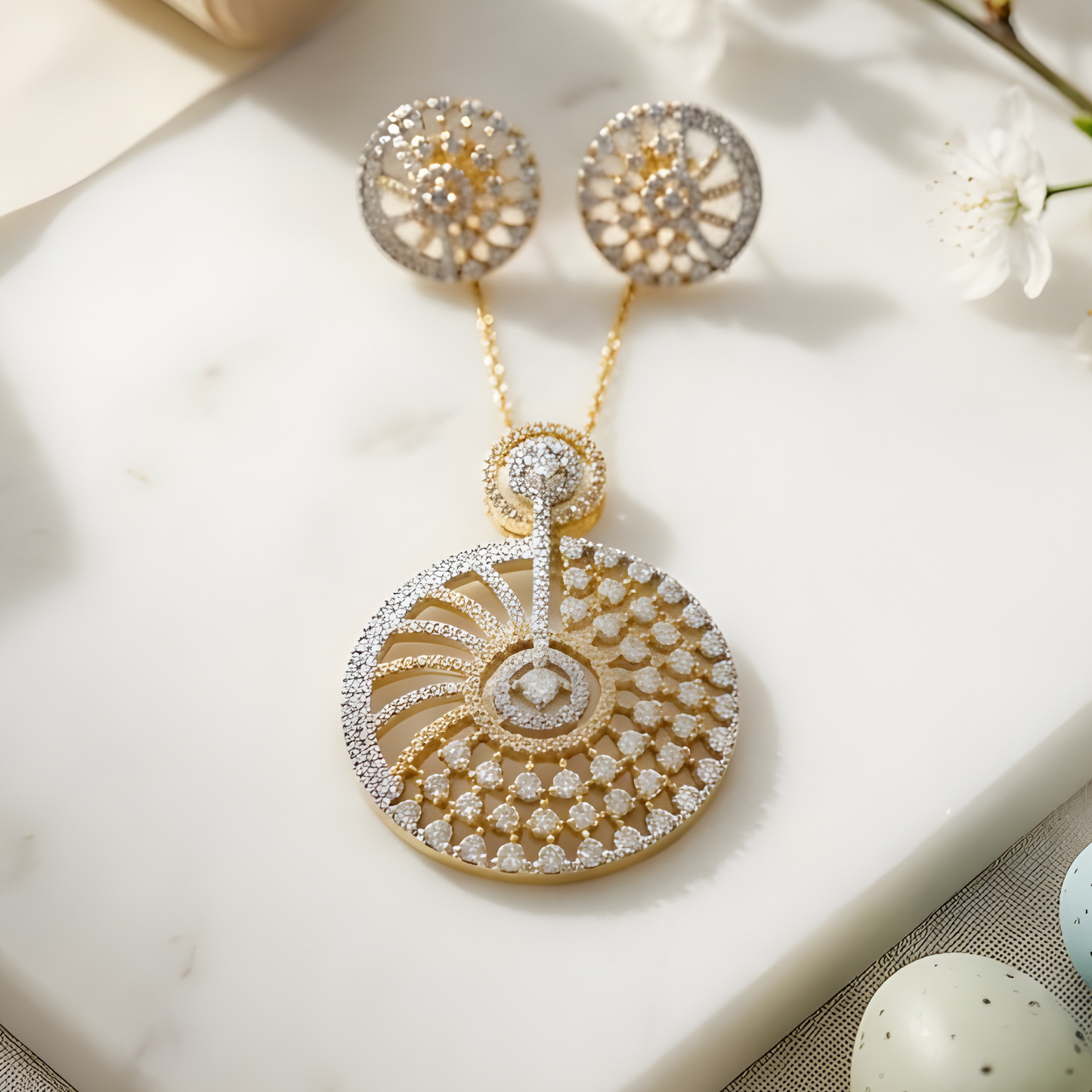 Elegant AD Necklace With Earrings