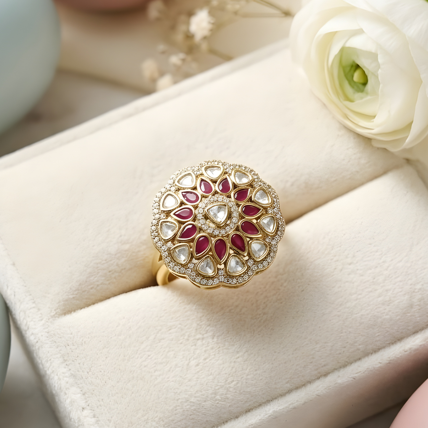 Flower Halo Polki Cocktail Ring