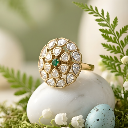 Floral Moissanite Statement Ring