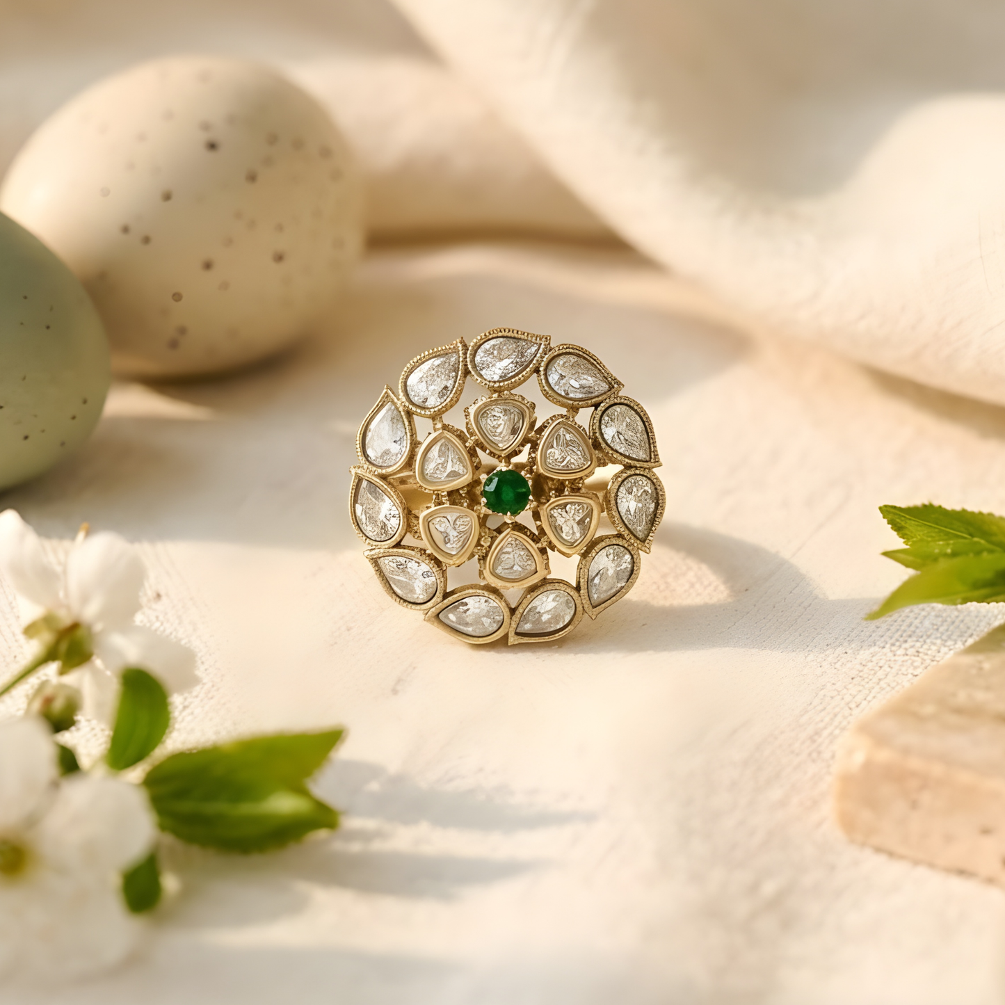 Floral Moissanite Statement Ring