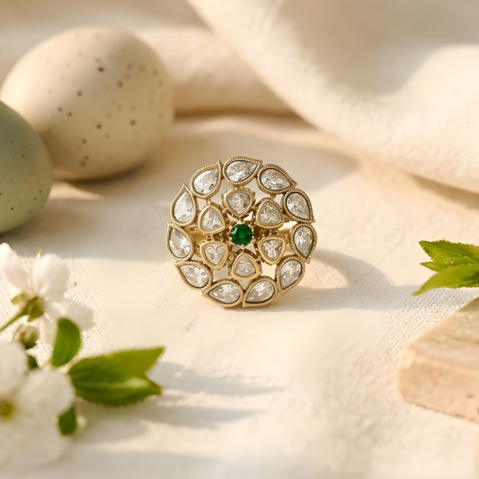 Floral Moissanite Statement Ring