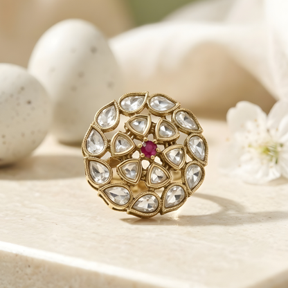 Floral Moissanite Statement Ring