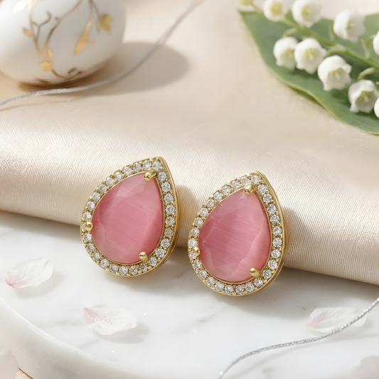 Teardrop Shape Crystal Stud Earrings