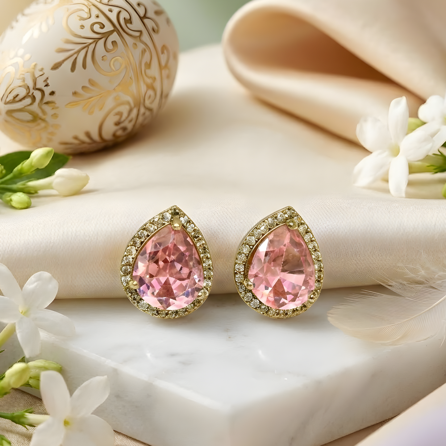 Teardrop Shape Crystal Stud Earrings