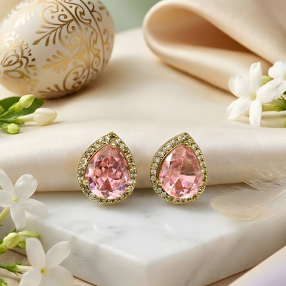 Teardrop Shape Crystal Stud Earrings