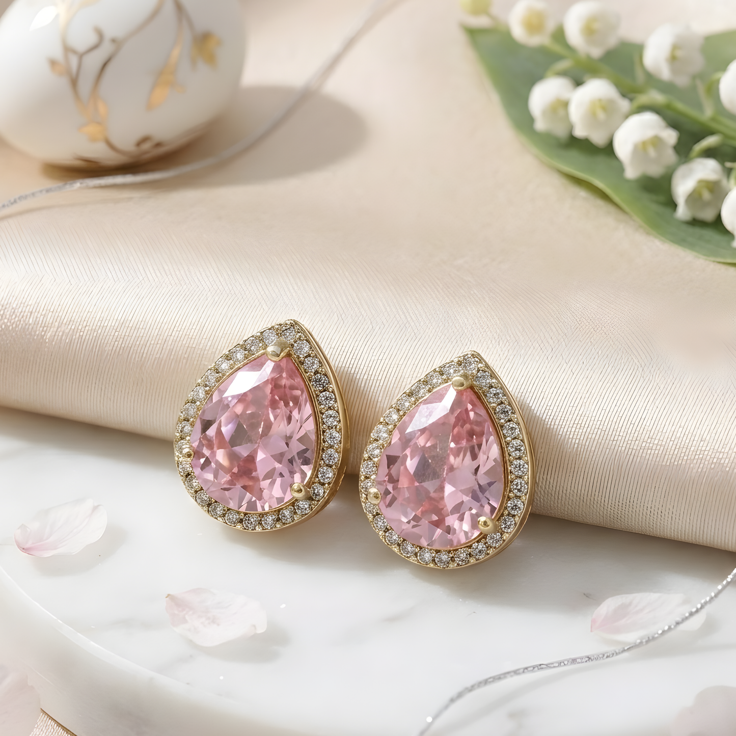 Teardrop Shape Crystal Stud Earrings