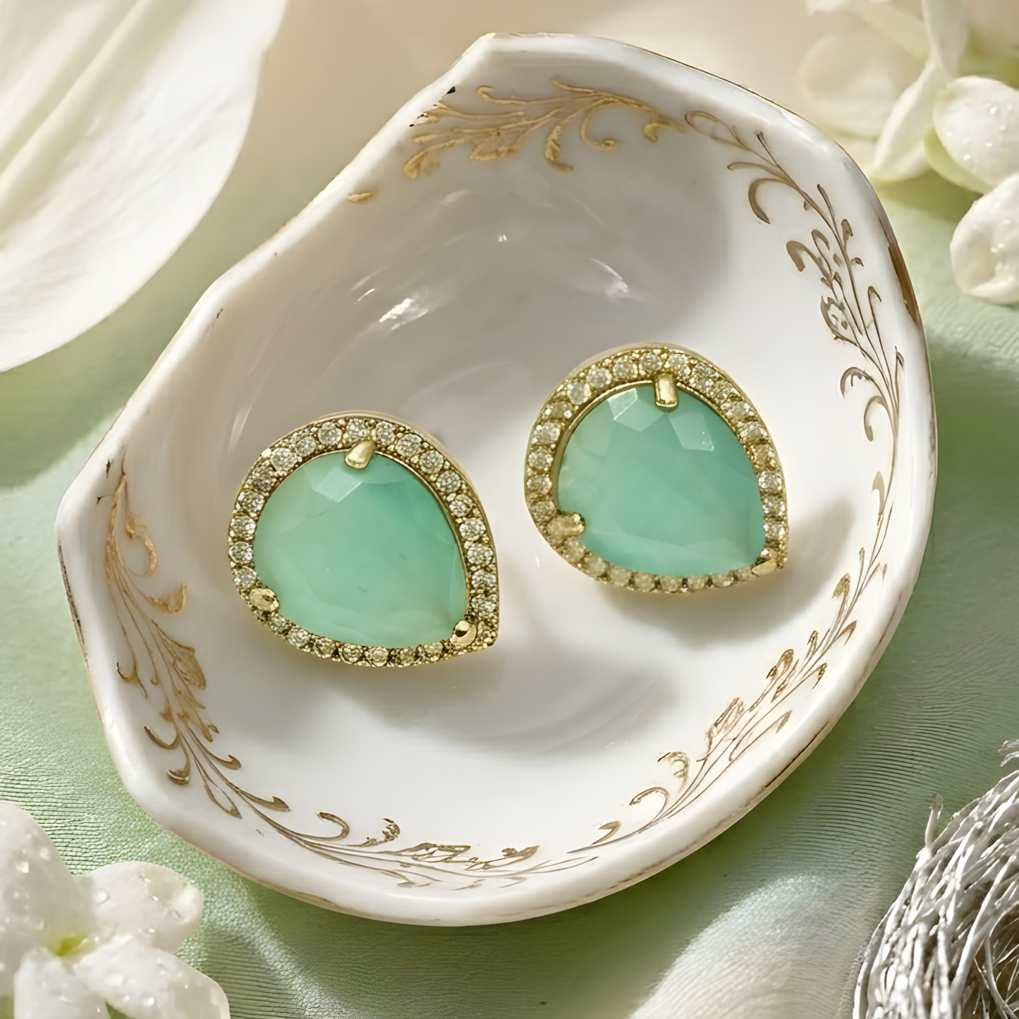 Teardrop Shape Crystal Stud Earrings