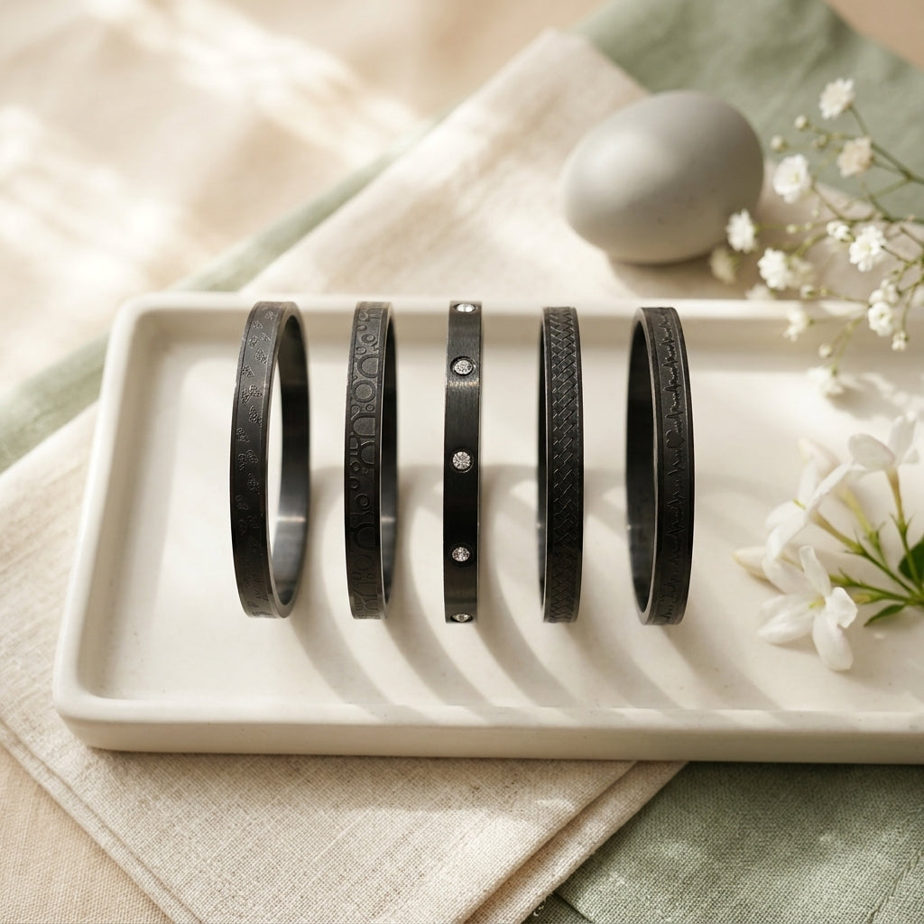 Midnight Luxe Textured Bangle Collection
