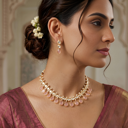 Kundan Necklace Set with Pearl Accents