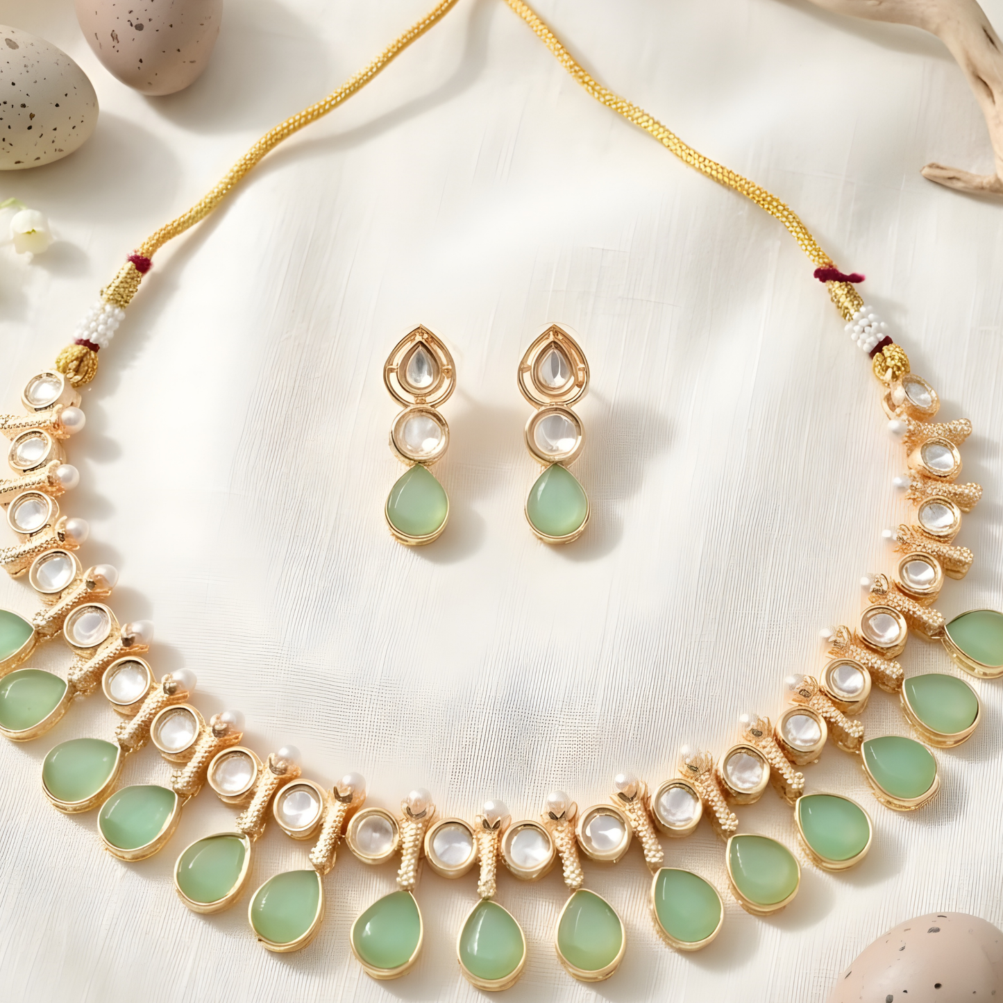 Kundan Necklace Set with Pearl Accents