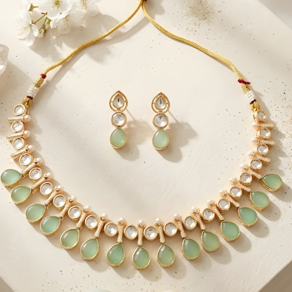 Kundan Necklace Set with Pearl Accents