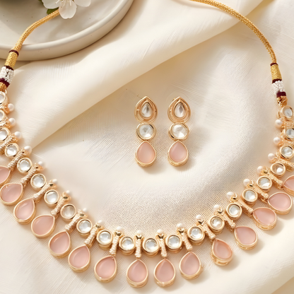Kundan Necklace Set with Pearl Accents