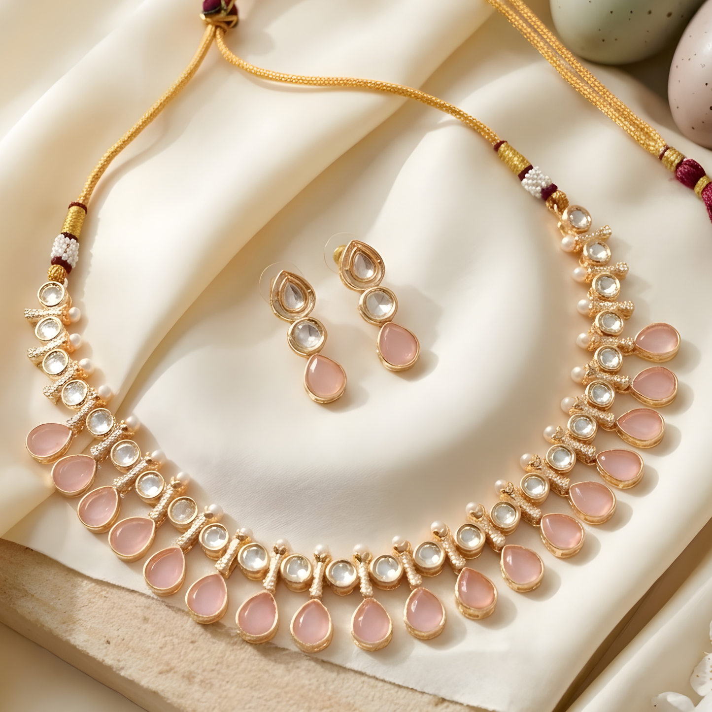Kundan Necklace Set with Pearl Accents