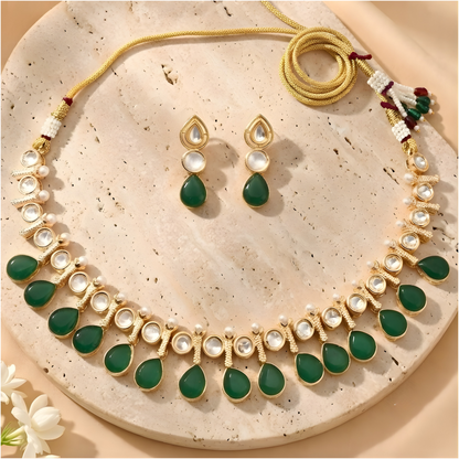 Kundan Necklace Set with Pearl Accents