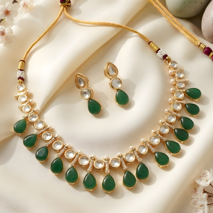 Kundan Necklace Set with Pearl Accents