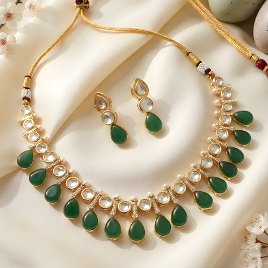 Kundan Necklace Set with Pearl Accents