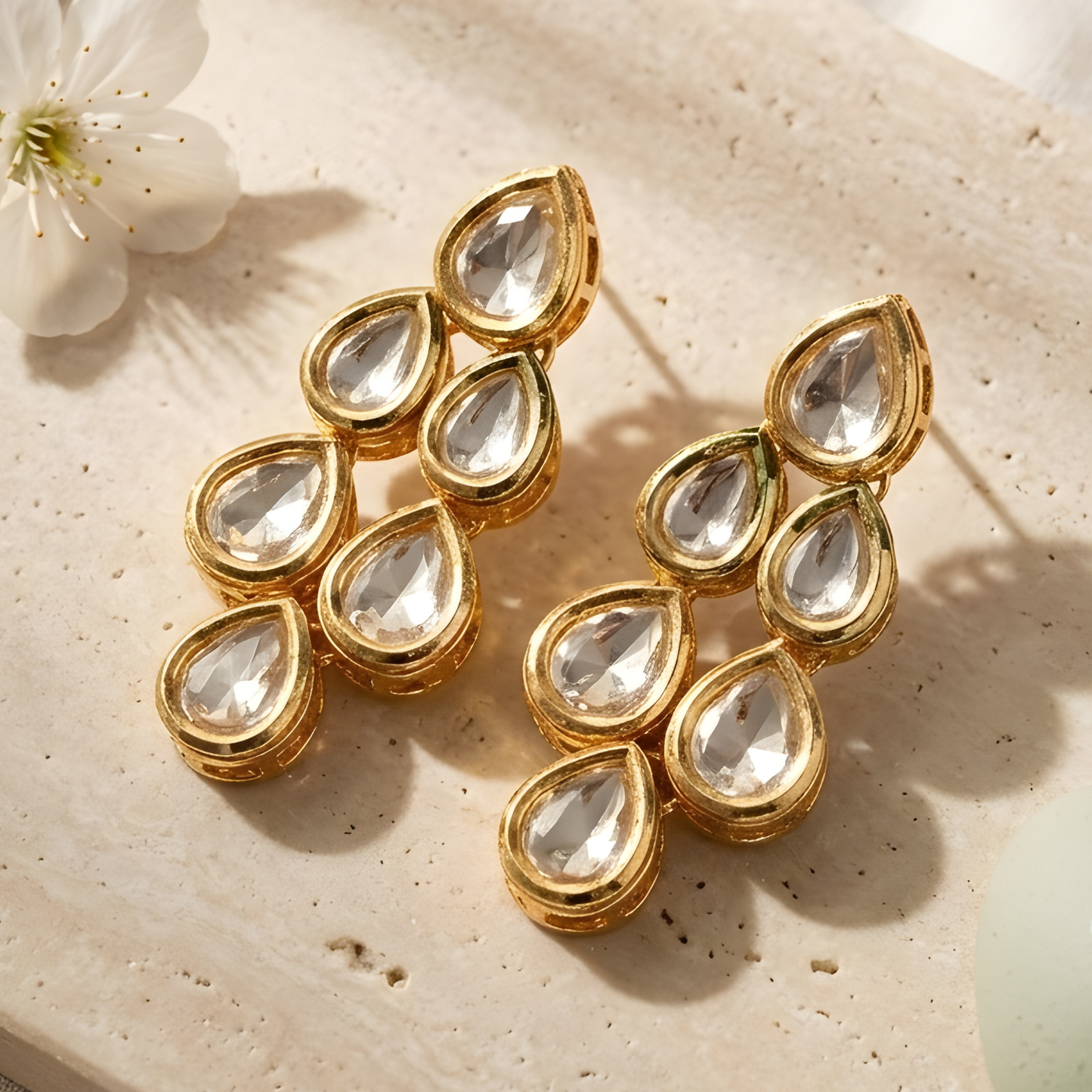 Double Line Kundan Polki Necklace Set