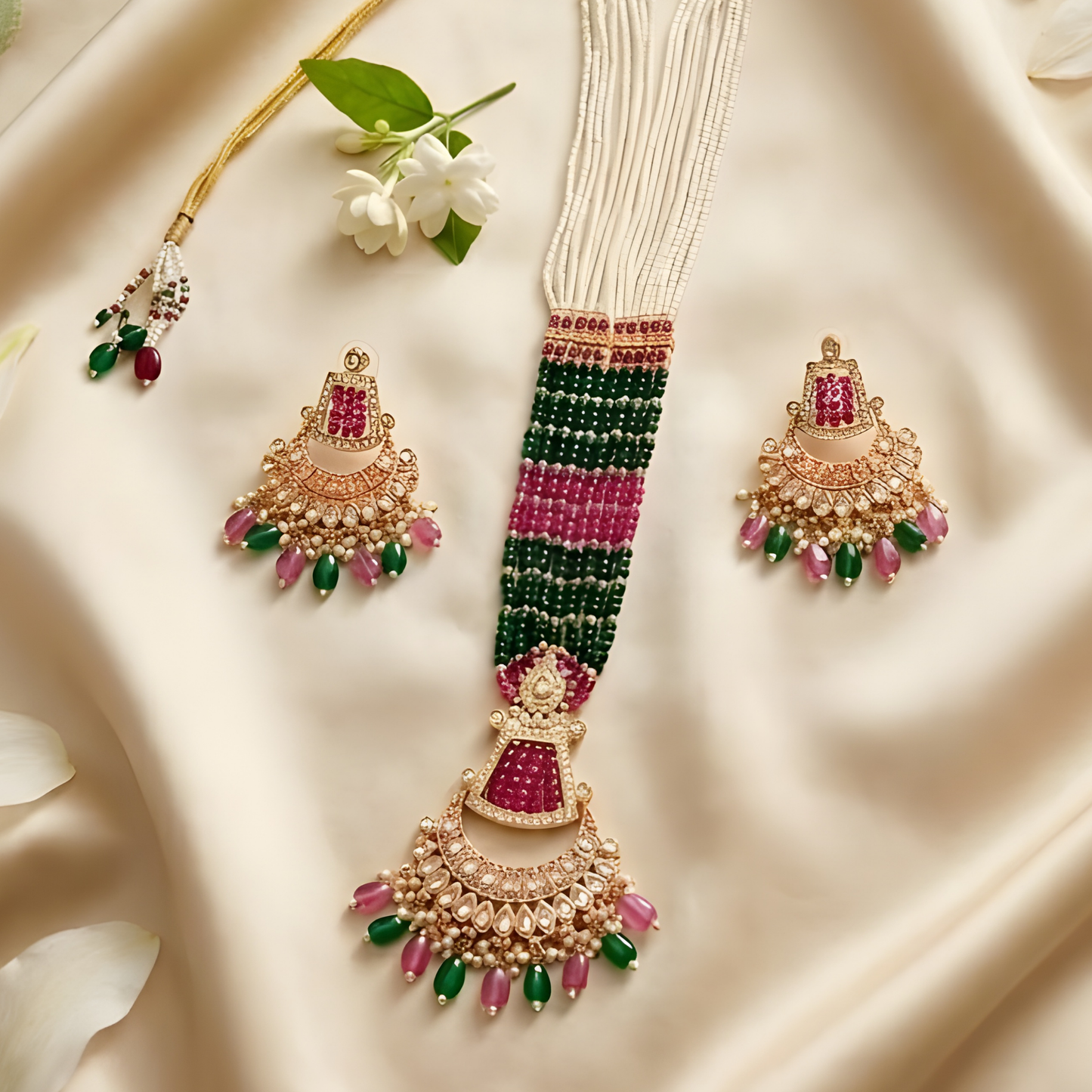 Royal Multicolor Beaded Rani Haar Necklace Set
