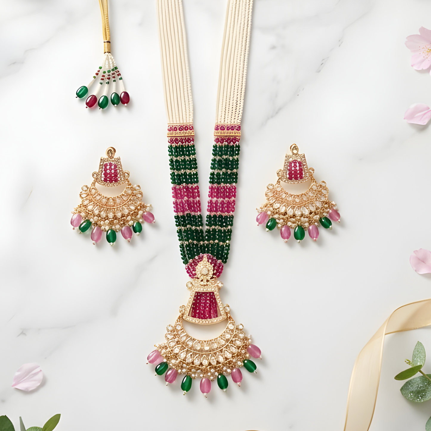 Royal Multicolor Beaded Rani Haar Necklace Set