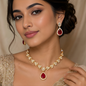 Ruby Red Teardrop Kundan Necklace Set