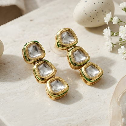 Single Line Kundan Necklace Set with Earrings