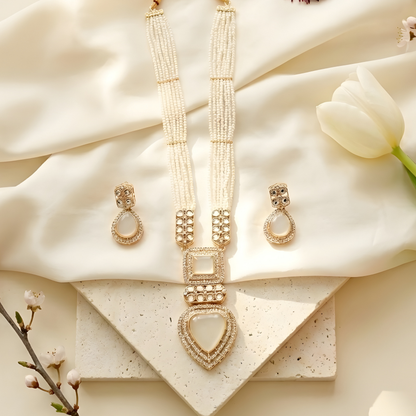 Royal Pearl Statement Necklace & Earrings Set