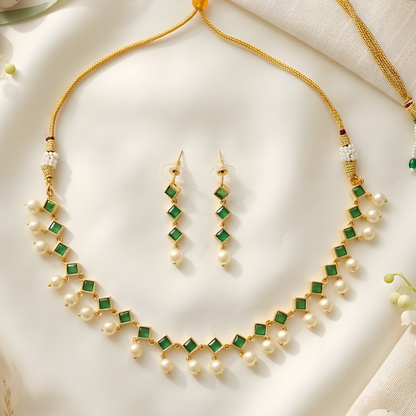 Pearl Drop Choker Necklace Set