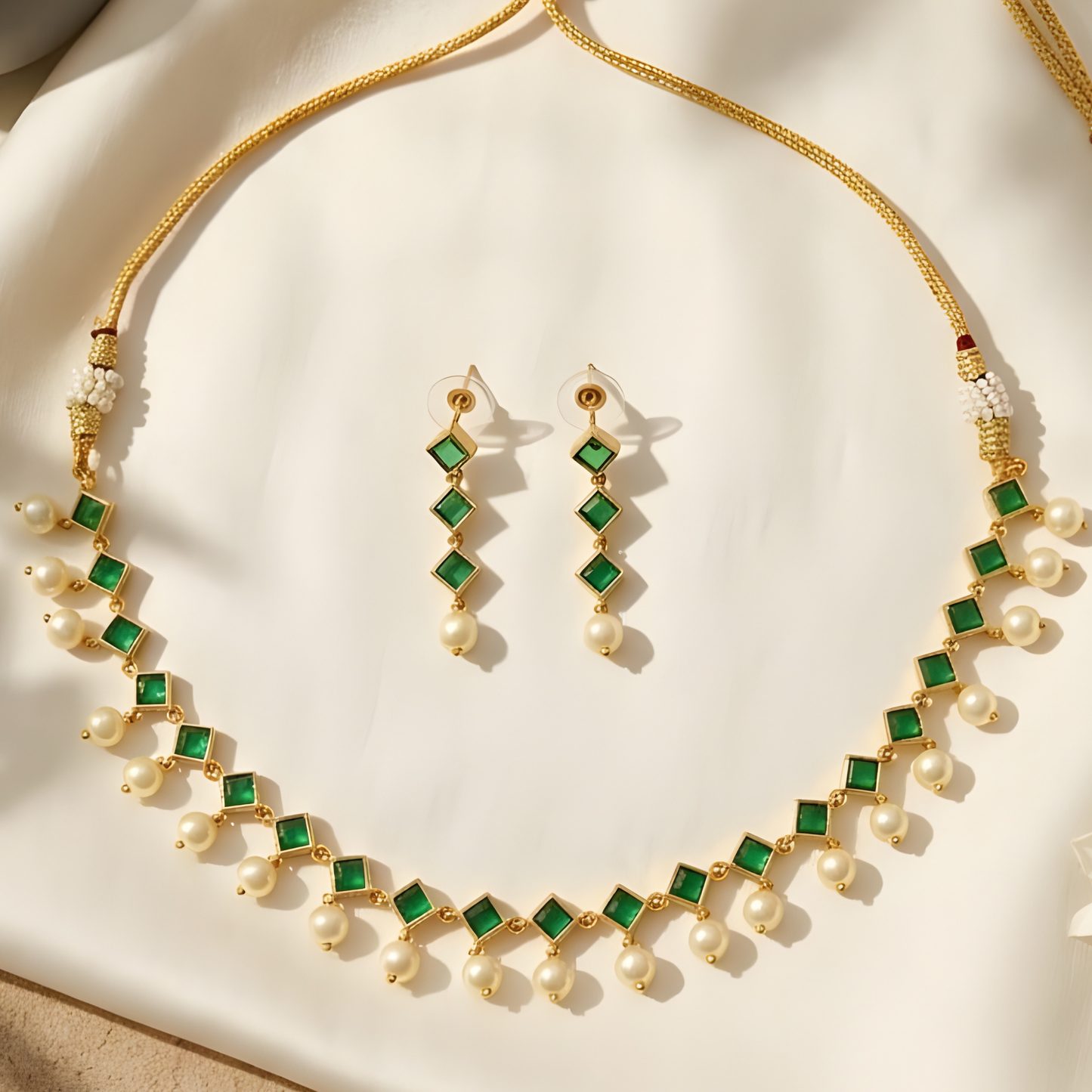 Pearl Drop Choker Necklace Set