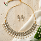 Double Line Polki Kundan Pearl Drop Necklace Set