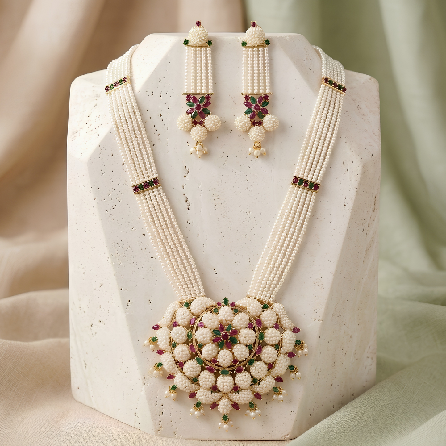 Rajwadi Pearl Rani Haar Jewelry Set