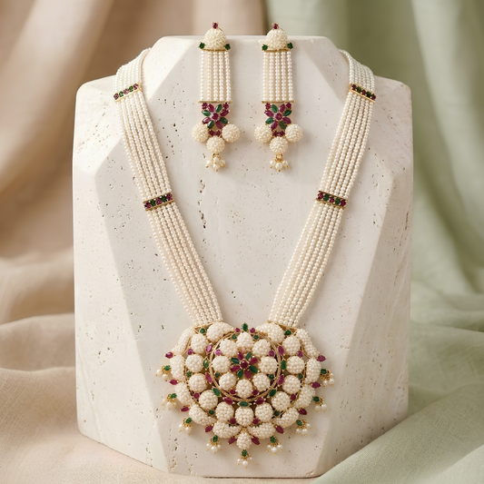 Rajwadi Pearl Rani Haar Jewelry Set