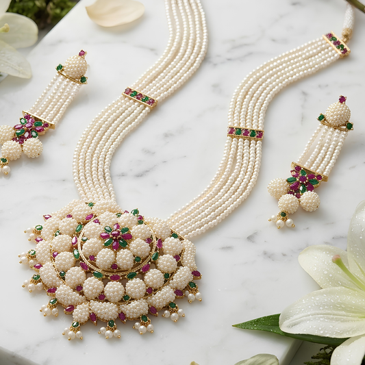 Rajwadi Pearl Rani Haar Jewelry Set